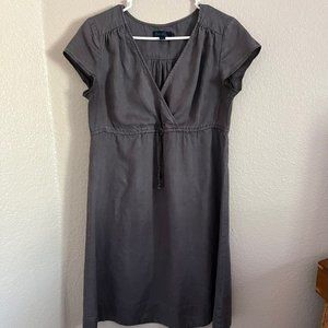 Boden Dark Grey Drawstring Linen Dress 10R